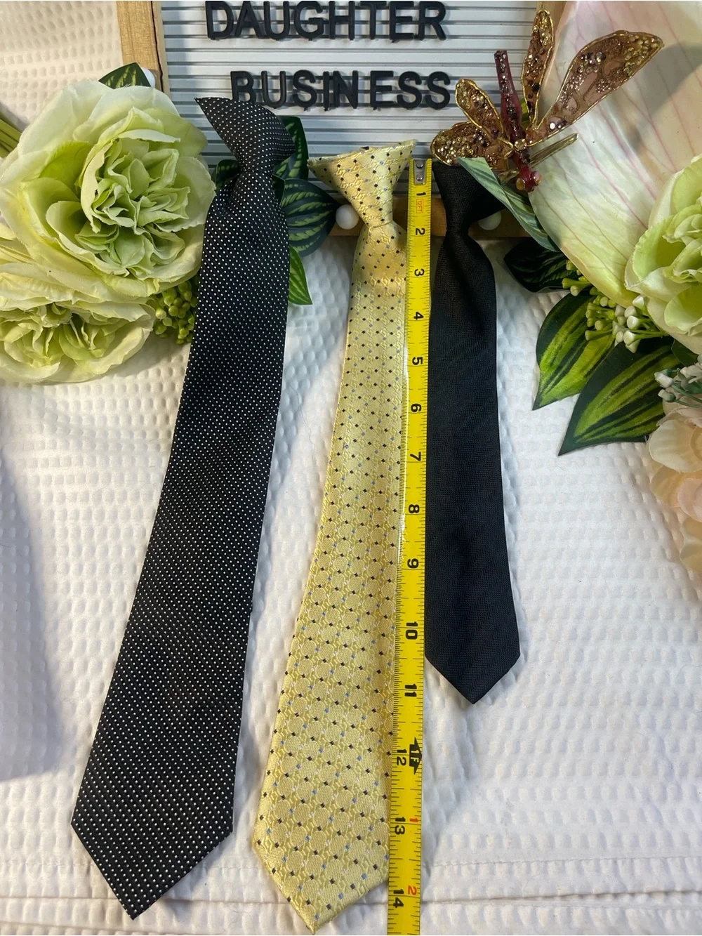 Boys Clip-On Tie Bundle – 3 Ties – Black & Yellow Dress Neck Ties